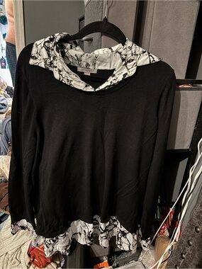 Roz and Ali Black Sweater with Marble Trim - Women's 2XL